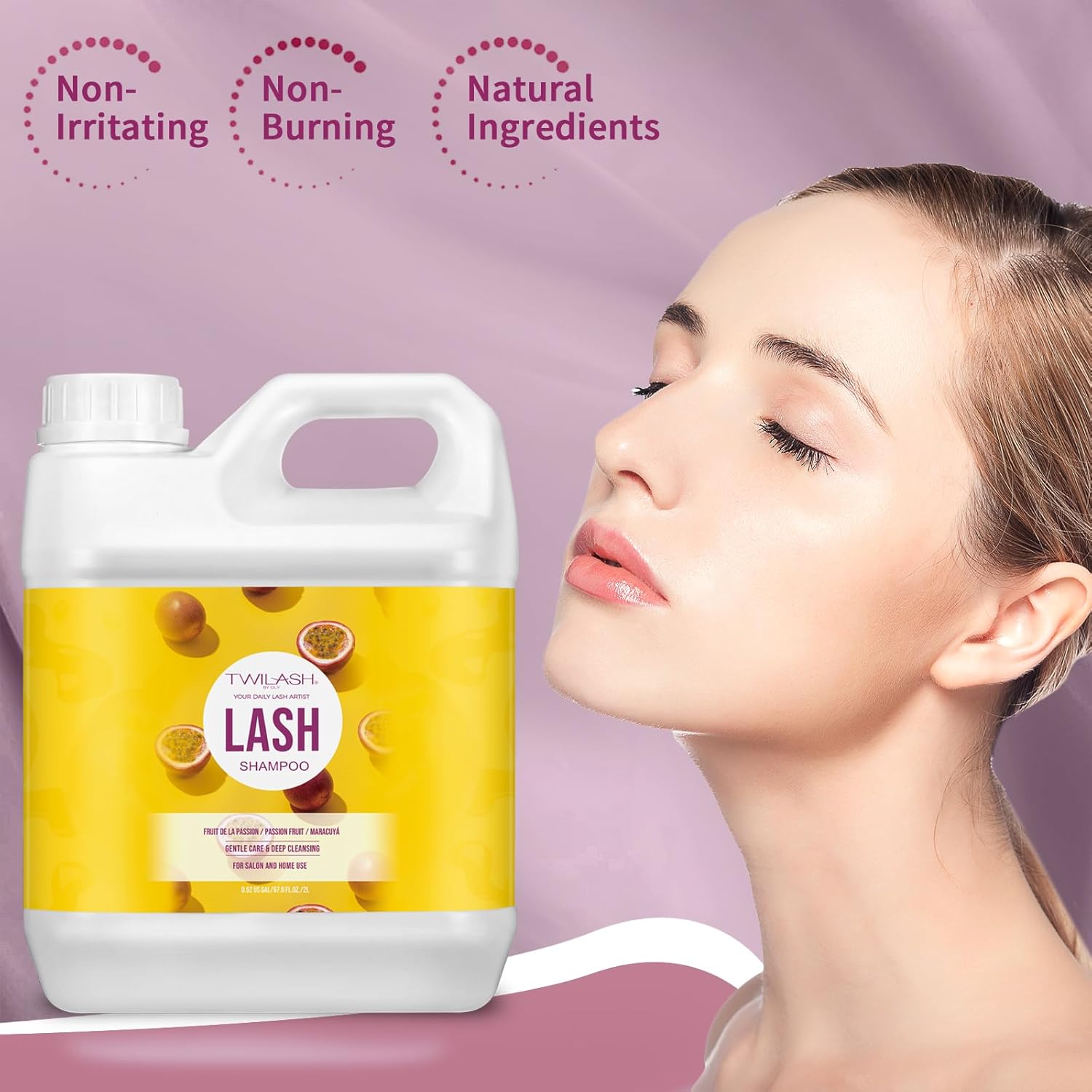 Lash Shampoo Bulk, Eyelash Cleanser for Extensions 2 Liters, Non-irritating or Burning Eyelid Foaming Cleanser for Professional Salon and Home Use (Passion Fruit-2L)-BrightBean Baby