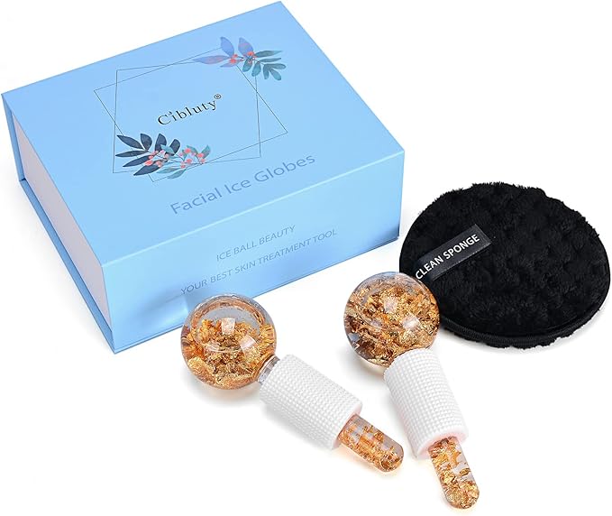 Ice Cryo Sticks Facial Globe with Golded Essence- 2PC Cooling Globes for Cold or Hot Skin Massagers, Face Globe for Skin Care Routine-BrightBean Baby