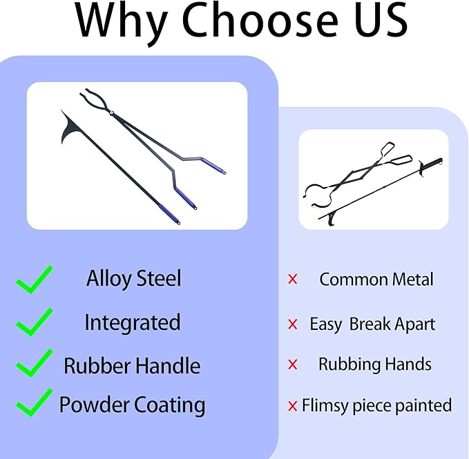 40” Heavy Duty Fire Tongs Set Firewood Grabber with Scissor Shape Serrated, Large Fire Pit Tool Outdoor/Indoor Bonfire Campfire Fireplace Tongs, A Pair of Gloves