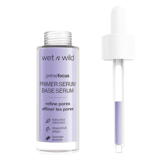 wet n wild Prime Focus Pore Minimizing Facial Serum Primer Makeup Extending | Reduces Pores | Improves Skin Texture | Exfoliates | Retinol Alternative, Hydrating-BrightBean Baby