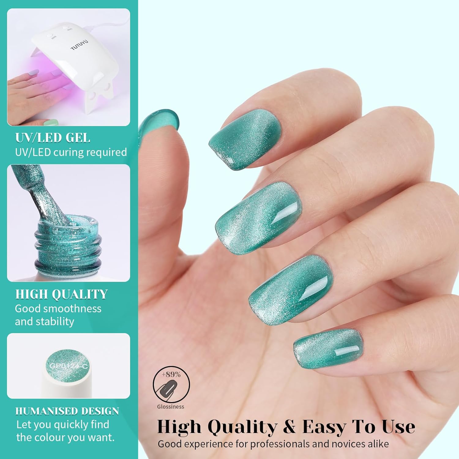 Light Blue Cat Eye Gel Nail Polish - Perfect for DIY at Home & Ideal Gift for Nail Art Lovers!-BrightBean Baby