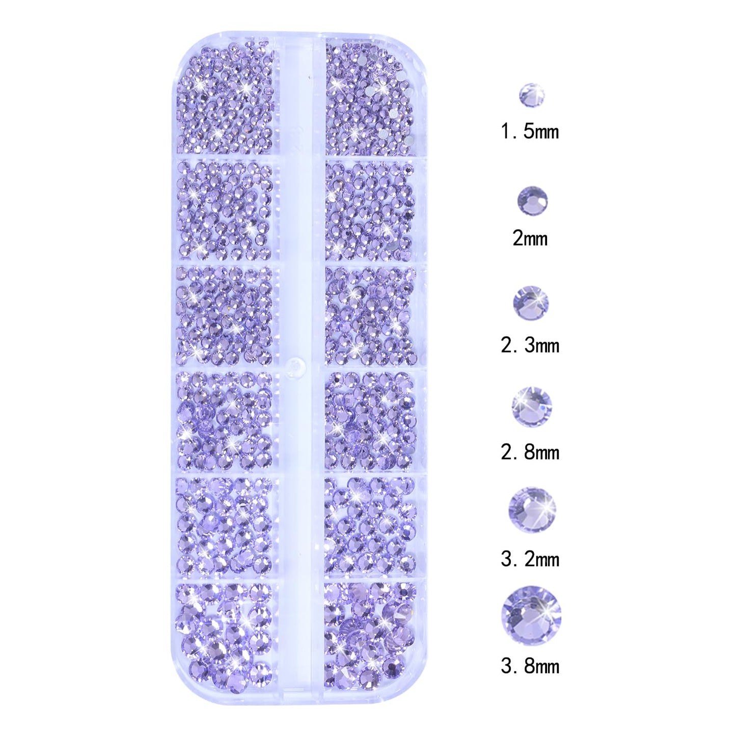 HNUIX Nail Rhinestones - 1600pcs 3D Multi Shape Size, Light Purple Nail Gems, Flat Back, with Kit, for Nail Art, DIY Decorations-BrightBean Baby
