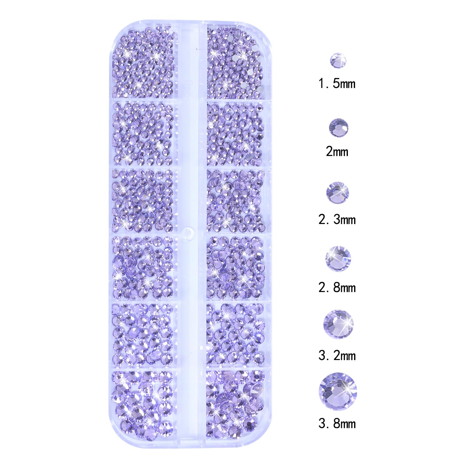 HNUIX Nail Rhinestones - 1600pcs 3D Multi Shape Size, Light Purple Nail Gems, Flat Back, with Kit, for Nail Art, DIY Decorations-BrightBean Baby