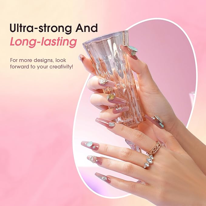 ROSALIND Poly Nail Gel Kit -8 Colors + White Brown Accessories Clear Nude Poly Nails Gel Starter Kit With Slip Solution Nude Pink Extensions Set with Mini UV Lamp-BrightBean Baby