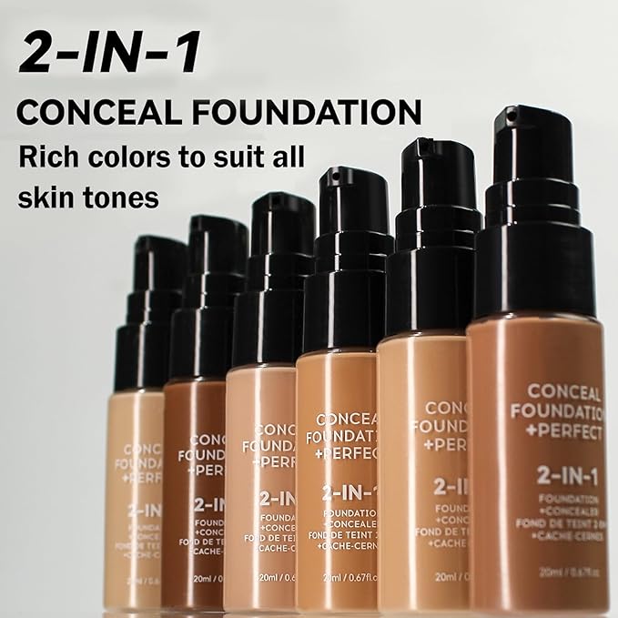 Concealer Full Coverage Foundation for Mature Skin,Oil Control Matte 2 in 1 Concealer liquid Foundation Makeup Waterproof Base De Maquillaje Alta Cobertura-02 Natural-BrightBean Baby