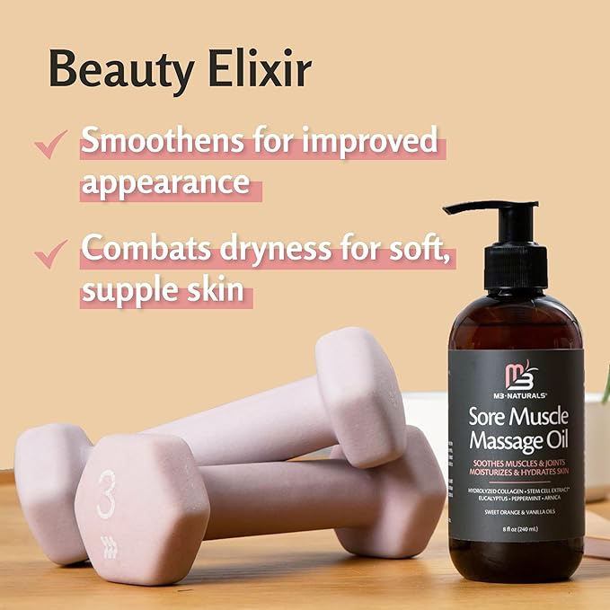 Arnica Sore Muscle Massage Oil for Massage Therapy - with Collagen Stem Cells Arnica and Menthol - Multipurpose Instant Absorption Full Body Massage Oil by M3 Naturals (Pack of 2)-BrightBean Baby