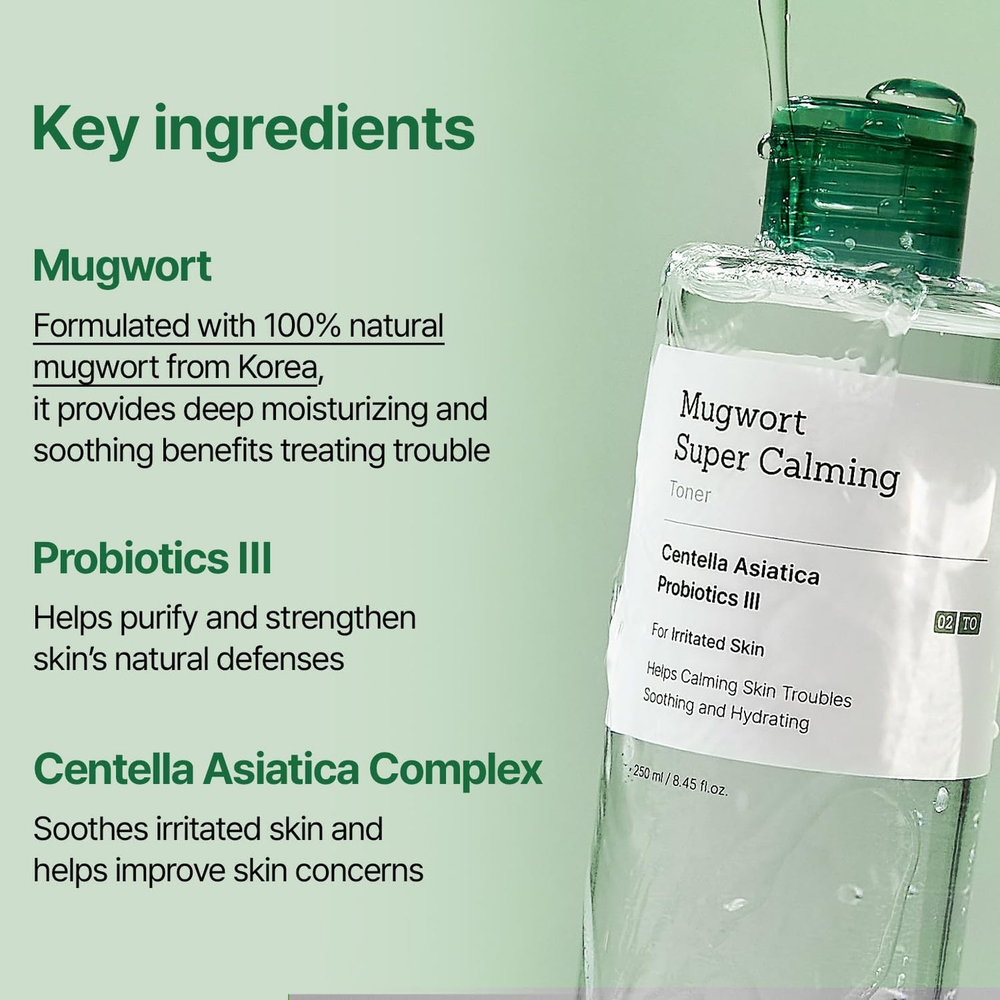 Mugwort Super Calming Toner - Korean Hydrating Toner for face, Purifying Mugwort Essence, Soothing, Calming, Refreshing Facial Toner for Oily, Dry, and Sensitive Skin, Daily Skin Care, 8.45 fl.oz-BrightBean Baby