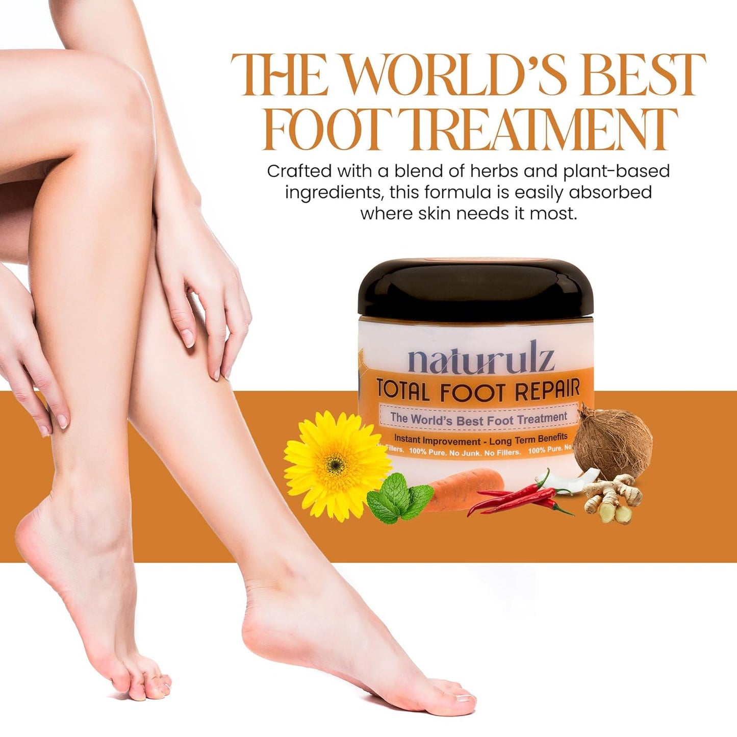 Naturulz Total Foot Repair 4oz – No Junk Foot Cream for Dry, Rough Skin & Cracked Heels, Lightweight & Compact Moisturizer for Feet, Knees, Elbows & Hands, Softens, Repairs & Smooths Cracked Skin-BrightBean Baby