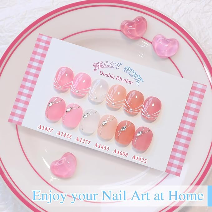 Double Rhythm 6 Pcs 15 ML Gel Polish Set Same Color Same Bottle Soak Off Gel Polish Kit Nail Art Manicure Salon DIY at Home for Women (Jelly Milky White Nude Pink Rose-T6-23)-BrightBean Baby