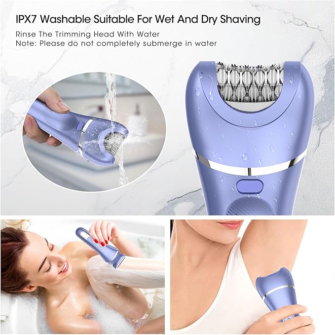 Epilator for Women, 7 in 1 Hair Removal for Women, Body Shaver, Bikini Trimmer, Face Razor, Facial Brush, Face Massage, Foot Callus Remover, IPX7 Waterproof Electric Shavers, Ideal Female Gift-BrightBean Baby