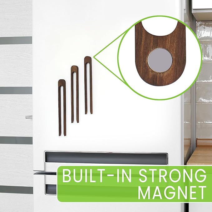 2 Pcs Magnetic Walnut Wooden Toaster Tongs | 8.7-Inch Kitchen Tongs for Cooking, Bread, Bacon, Bagels, and Muffins | Non-Toxic Design, Perfect Bamboo Alternative, Perfect for Toaster, BBQ & Grilling