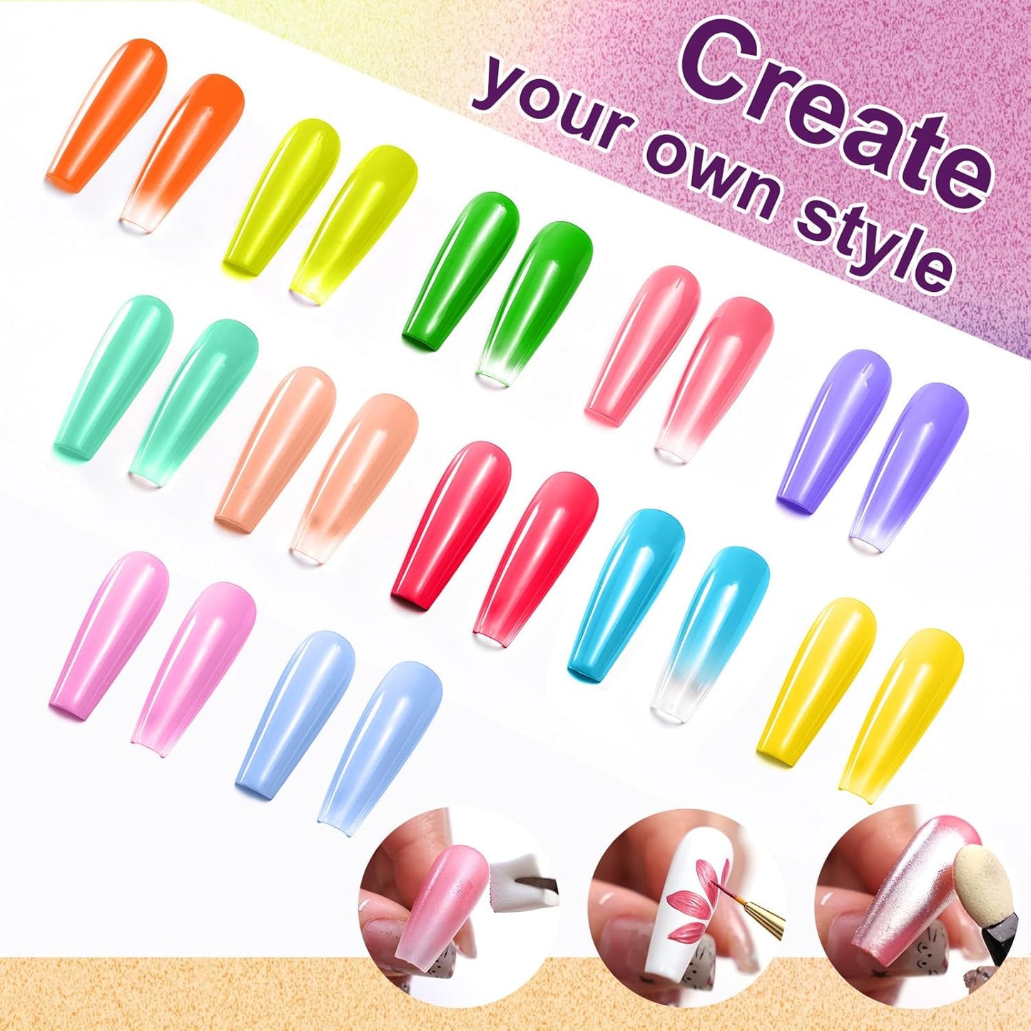 Gradient Painting Gel, 12 Bright Colors Ombre Gel Nail Polish for Pigment Pat Nails Aura Nails, French Manicure DIY Nail Art Long-lasting No-wipe Palette Chroma Carnival-BrightBean Baby