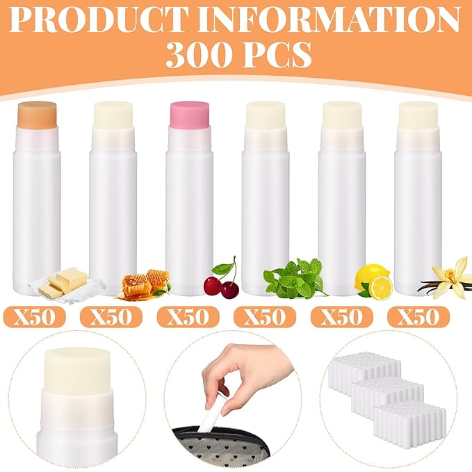 Demissle 300 Pcs Unlabeled Lip Balms Bulk Chapped Stick Blank Mini Lip Balm Gifts Moisturizing Lip Balm Party Favors for Women Homeless Guests Wedding Bridal Shower Baby Shower Favors(Mixed Flavor)-BrightBean Baby