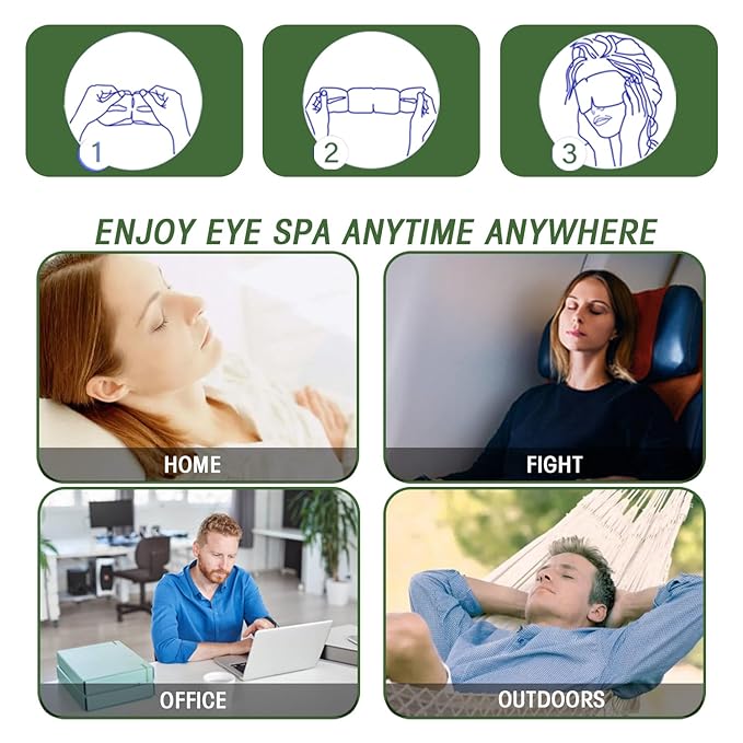 Steam Eye Masks for Dry Eyes, Heated Eye Mask Reduce Puffiness & Dark Circles, Hydrate & Soothe Tired Eyes, Travel Essentials, Business Trip, Party Favors, Green Tea 20 Packs-BrightBean Baby