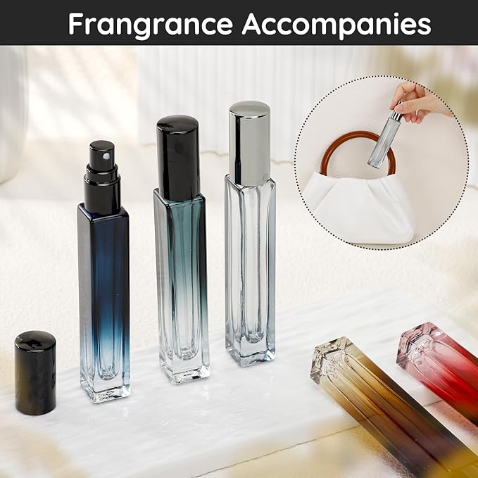 Segbeauty Glass Perfume Bottle Set, 5 Pack of 10ML Portable Perfume Travel Refillable, Empty Atomizer Sprayer for Perfume Cologne Dispenser, Travel Sample Bottles Perfume Making Kit with Refill Tool-BrightBean Baby