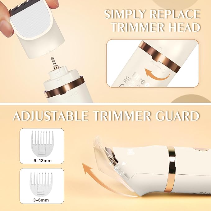 Ufree Bikini Trimmer Electric Razors for Women, Rechargeable Pubic Hair Trimmer Electric Shaver for Legs Body Hair, Bikini Shaver IPX7 Waterproof, White-BrightBean Baby