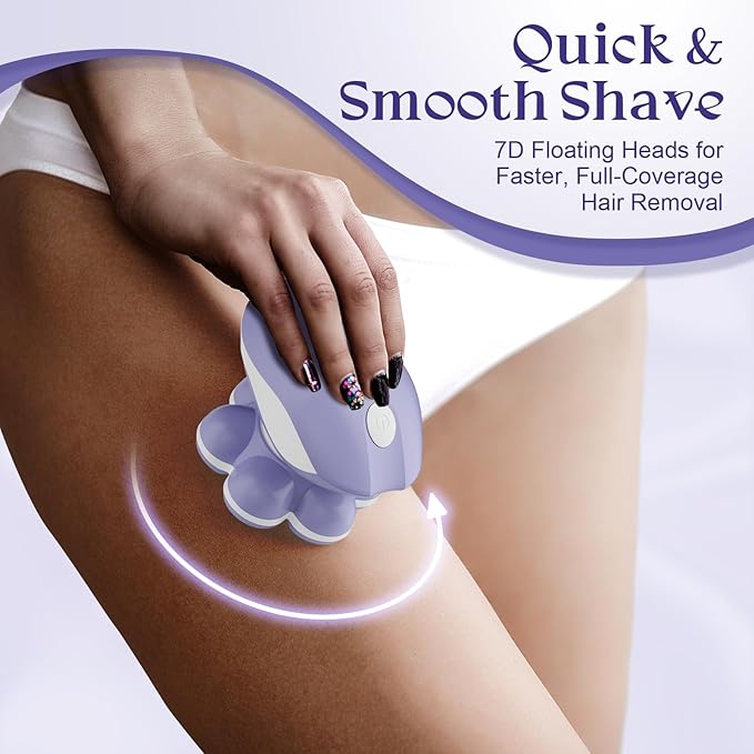 7D Electric Razor for Women: Fast & Painless Full-Body Shaver for Legs & Face – Waterproof Hair Remover with Light & Travel Cover – Wet/Dry Use, Smooth Close Shave, Birthday Mother’s Gift-BrightBean Baby