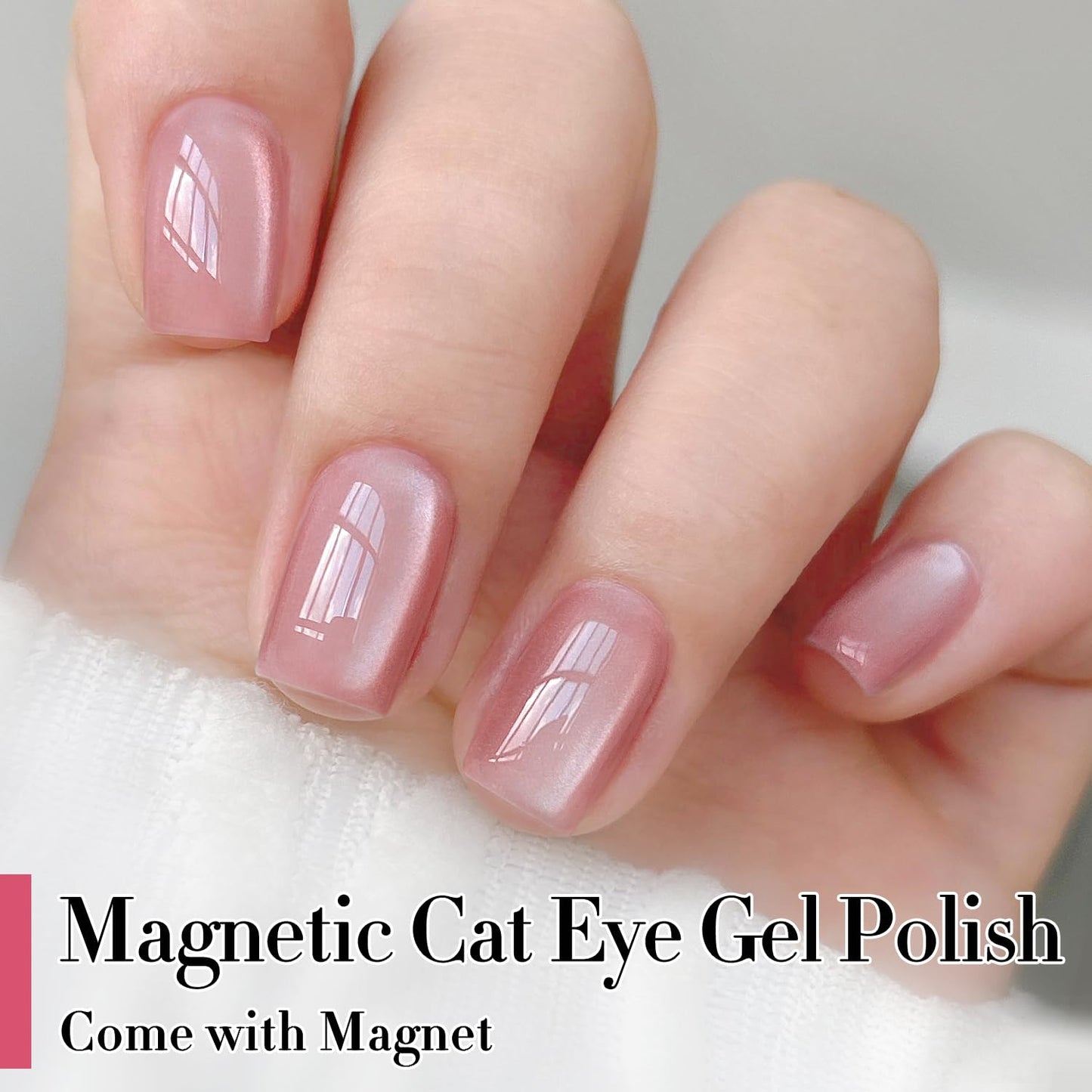 Double Rhythm Jelly Glass Cat Eye Gel Polish with Magnet 15ML Holographic Glitter Shimmer Translucent Sheer Color Magnetic Polish Salon DIY at Home (Jelly Pink Orange-MC1102)-BrightBean Baby