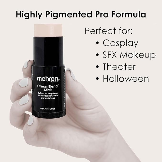 Mehron Makeup CreamBlend Stick | Face Paint, Body Paint, & Foundation Cream Makeup | Perfect for Halloween .75 oz (21 g) (Butterfly Ivory)-BrightBean Baby
