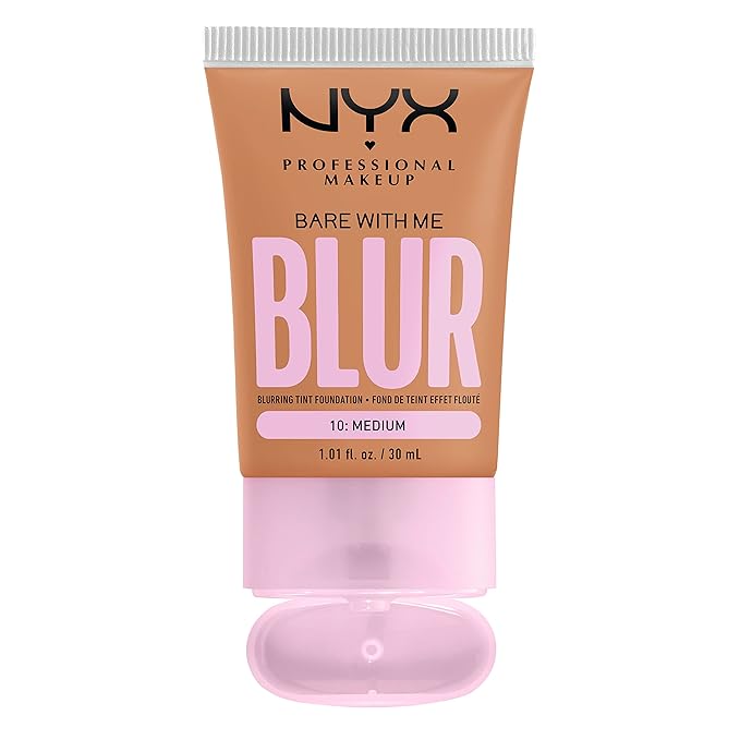 NYX PROFESSIONAL MAKEUP Bare With Me Blur Skin Tint Foundation Make Up with Matcha, Glycerin & Niacinamide - Medium-BrightBean Baby