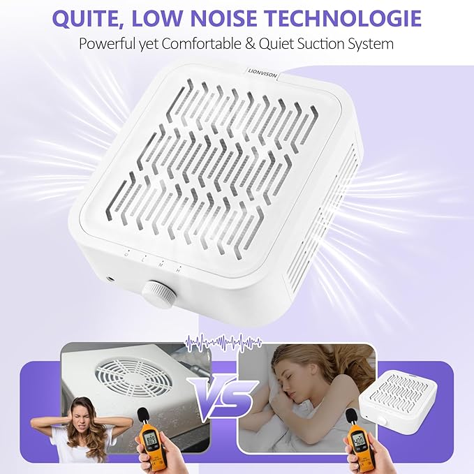 LIONVISON Nail Dust Collector for Salons: Vacuum Fan Dust Suction Machine for Beginners DIY - Manicure Pedicure Tool with Reusable Filter for Home-BrightBean Baby