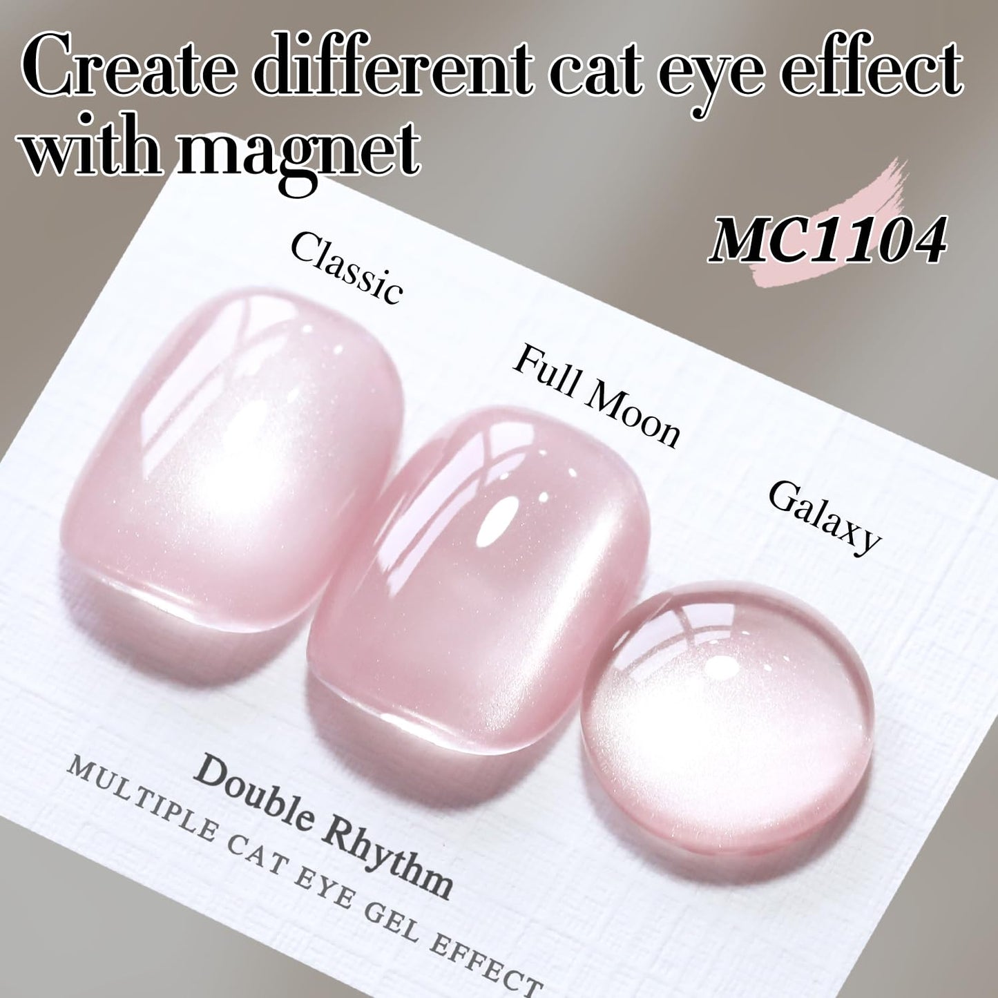 Double Rhythm Jelly Glass Cat Eye Gel Polish with Magnet 15ML Holographic Glitter Shimmer Translucent Sheer Color Magnetic Nail Polish Salon DIY at Home (Jelly Pink Nude-MC1104)-BrightBean Baby