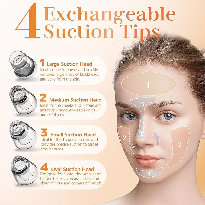 Yccu Blackhead Remover Vacuum Pore Extractor Black Head Remover for Face&Nose Blackhead Extractor Pore Vacuum Pimple Extractor Tool Pore Cleaner with USB Charge 4 Modes 5 Suction Heads for Women&Men-BrightBean Baby