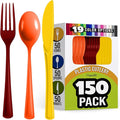 Party Solids Thanksgiving Plastic Cutlery Set - 150 Pieces