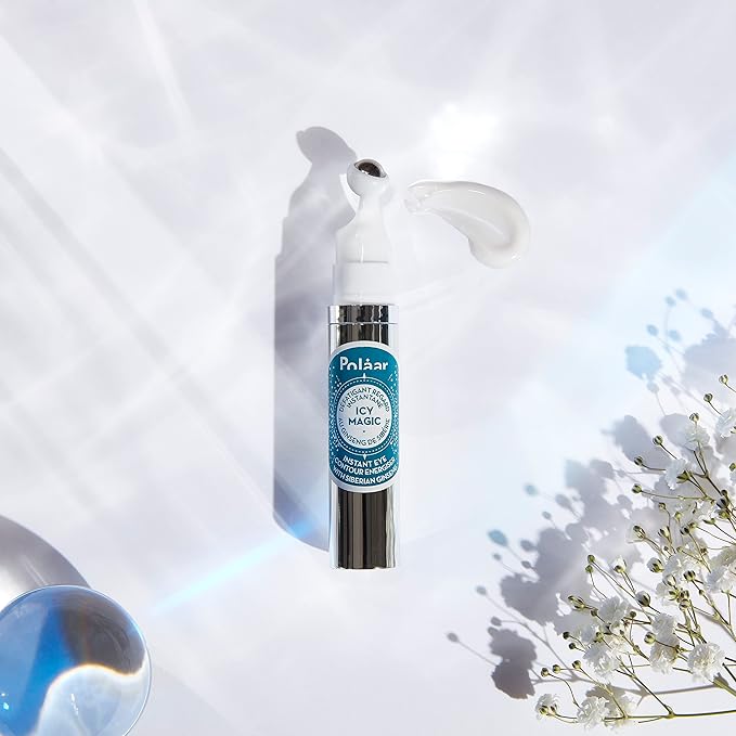 Polåar - Icy Magic Instant Eye Contour Energiser with Siberian Ginseng - Anti-Dark Circles & Puffiness- Decongesting Icy Ball - Fragrance-Free - 92% Natural, Vegan, Cruelty Free, Made in France - 0.4-BrightBean Baby