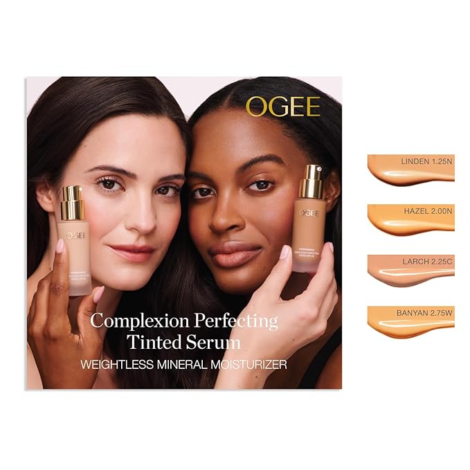 Ogee Complexion Perfecting Liquid Foundation - Lightweight Tinted Moisturizer For Face (Larch 2.25C - Light Medium, Beige Undertones) - with Vitamin C & Jojoba Oil - Certified Organic & Made in USA-BrightBean Baby