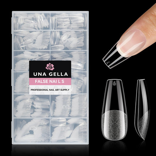 UNA GELLA Medium Coffin Nails Tips 504pcs - Gel Nail Tips Coffin Acrylic Full Cover Pre-buff Soft Gel Nail Tips Half Matte For Nail Extension Home DIY Salon 12 Sizes-BrightBean Baby