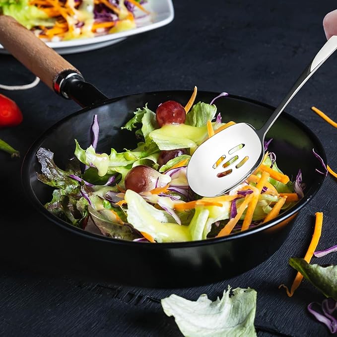 8 Pieces Extra Large Serving Spoons Set, 11 Inch Serving and Slotted Spoon, Stainless Steel Cooking Spoons, Serving Utensils for Kitchen Buffet Parties