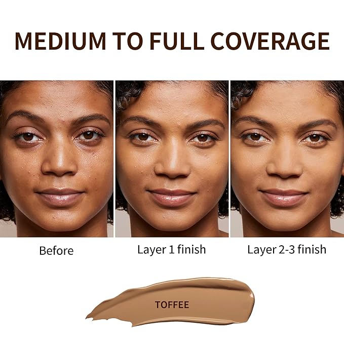 FV Full Coverage Liquid Foundation, Lightweight & Concealing, Long Lasting Matte Foundation Makeup with Flawless Finish, Oil Control Waterproof Foundation for Oily Skin (Toffee Matte)-BrightBean Baby