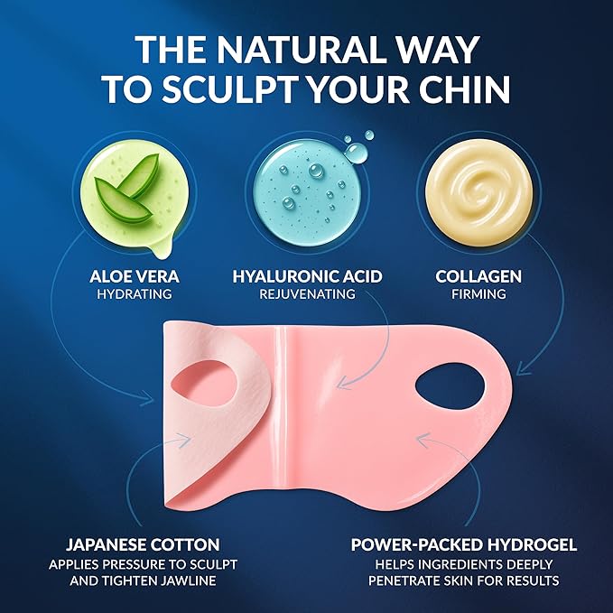 Stylia V Line Lifting Collagen Face Mask - Double Chin Strap for Women - Jawline Shaper Face Lift Tape - Neck Lift Collagen Mask - Chin Strap for Sleeping - Hyaluronic Acid, Aloe Vera, Cica 5PC-BrightBean Baby
