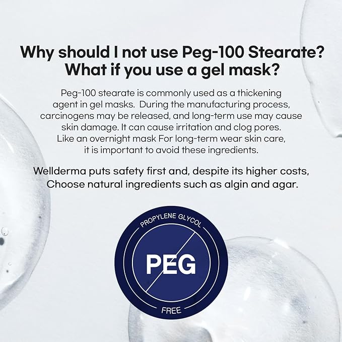 WELLDERMA Sapphire Collagen Face Mask Premium Impact Fitting Overnight Face Mask 16EA-Korean Face Sheet Mask for all skin type-Hydrating facial mask sheets-Patented Structure Hydrogel Type-Niacinamide-BrightBean Baby