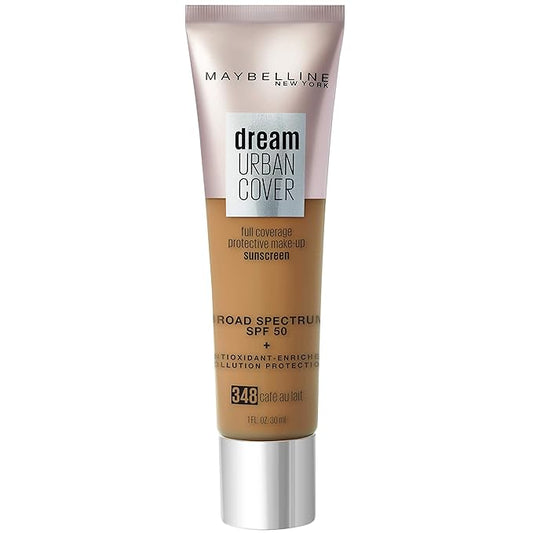 Maybelline Dream Urban Cover Flawless Coverage Foundation Makeup, SPF 50, Cafe Au Lait-BrightBean Baby