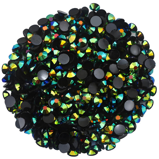 4500 Pcs SS6 2mm AB Flatback Rhinestones for Nails Art Crafts Glitter Round Shine Gems Crystals DIY Clothes Shoes （Black-Bottom Dark Green AB）-BrightBean Baby