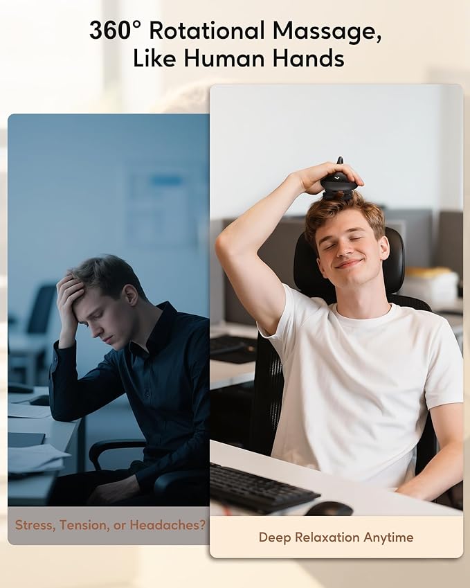 arboleaf Electric Scalp Massager Kneading Head Massager Scalp Stress Relax, Portable 6 in 1 Hair Massage with 12 Removable Massage Claws, Recharagable Head Stratcher, Gift for Mom Dad-BrightBean Baby