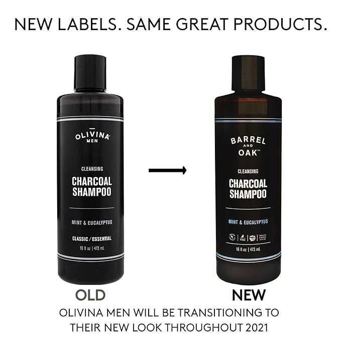Barrel and Oak - Cleansing Charcoal Shampoo, Clarifying Shampoo, Hair Care for Men, Deep Cleans & Purifies, Hydrates & Soothes Dry Scalp, Essential Oil-Based Scent, Vegan (Mint & Eucalyptus, 16 oz)-BrightBean Baby