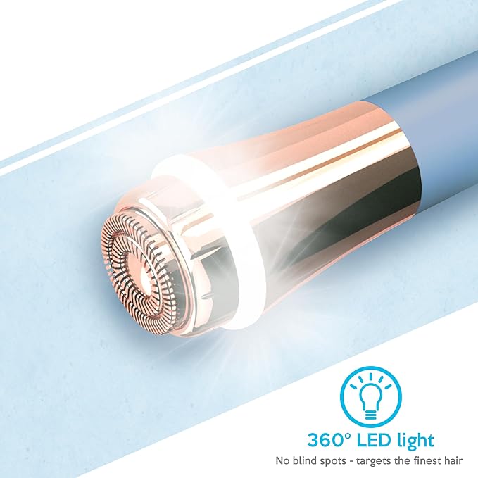 Flawless Facial Hair Remover for Women Painless Electric Razor Epilator Trimmer Shaver with 18K Gold-Plated, 16mm Dual Ring Floating Head, USB Rechargeable, 360° LED for Face Lip Hair Removal-BrightBean Baby