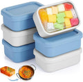 6 Packs 1 Cup Silicone Soup Freezer Molds with Lid Silicone Soup Freezer Trays Rectangle Reusable Food Preserving Tray Freezing Sauces Stews(Dark Blue, Gray)