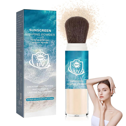 Mineral Face Sunscreen Setting Powder,Lasting Oil Control Lightweight Powder Sunscreen with SPF50+,Loose Waterproof Brush on Sun Screen Makeup for All Skin Types-BrightBean Baby