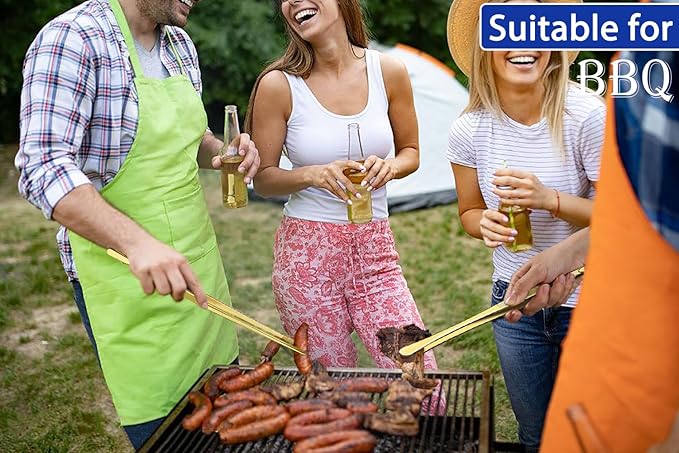 JETKONG 4 Pcs Kitchen Tweezers, 12'' and 10'' Stainless Steel Cooking Tweezers Set, High-Precision Tweezers Tongs for Cooking, Repairing, Seafood and BBQ (Gold)