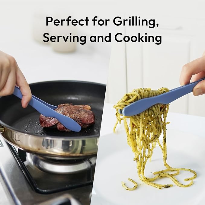 carrotez Silicone Tongs for Cooking, Anti-Slip,Non-Scratch Kitchen Tongs 9.5 inch Silicone Tongs 1Pack - Blue