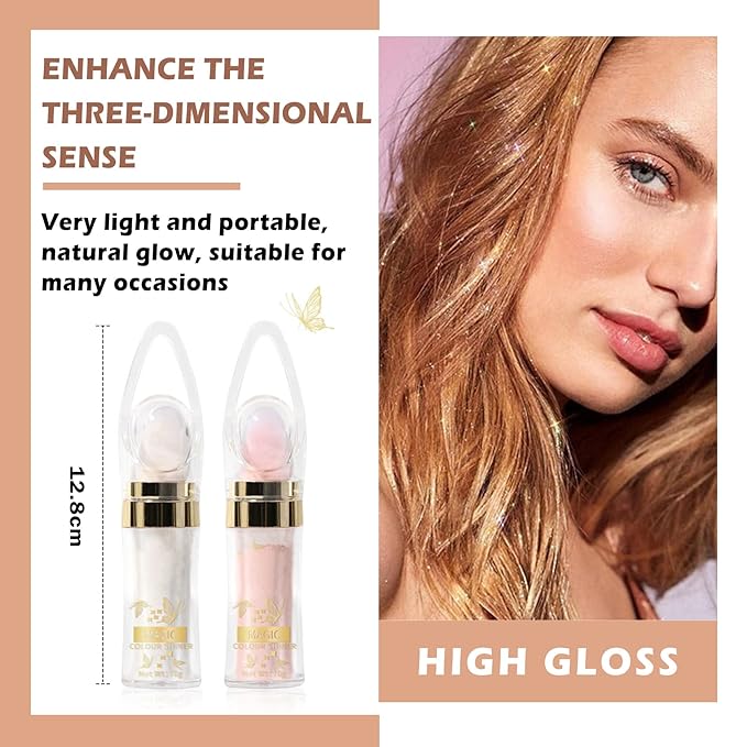 Polvo De Hadas Highlighter Glitter Stick Body Glitter Shimmer Face Brightening Highlighter Contour Powder Makeup Stick Face Blusher Fairy Glitter Highlighter Makeup - 02#Fairy Pink-BrightBean Baby