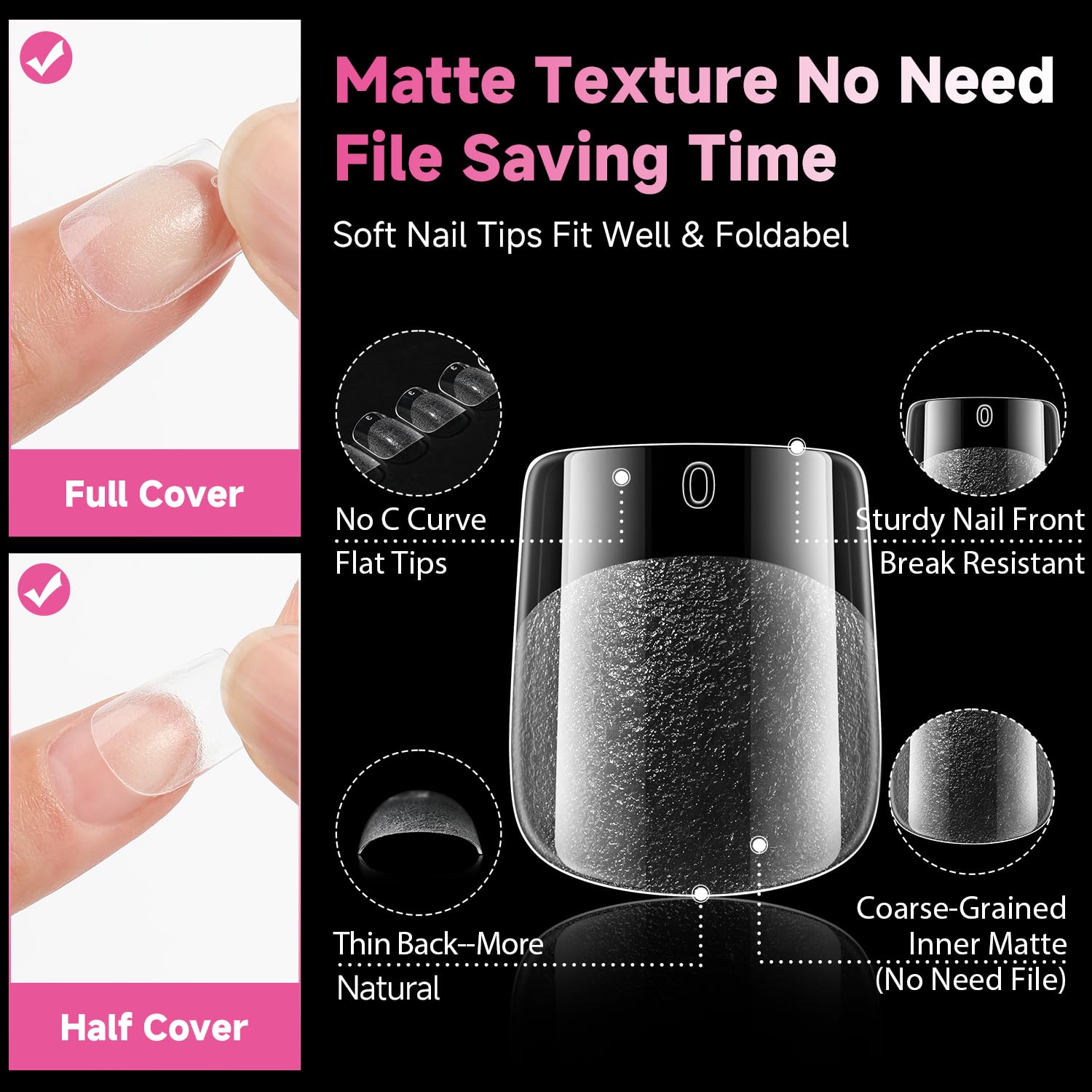 UNA GELLA Extra Short Square Nail Tips, 312pcs XS Square Gel Nail Tips, Soft Gel Full Cover Half Matte No Need File Acrylic Fake Nails for Nail Extension Home DIY Nail Salon 12 Sizes-BrightBean Baby