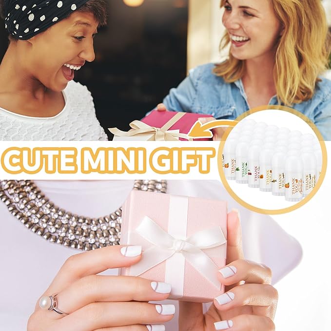 50 Pcs Thank You Gifts Mini Lip Balm Pack Lip Moisturizer Assorted Flavors Dry Lip Care Products for Teacher Baby Shower Coworkers Friend-BrightBean Baby