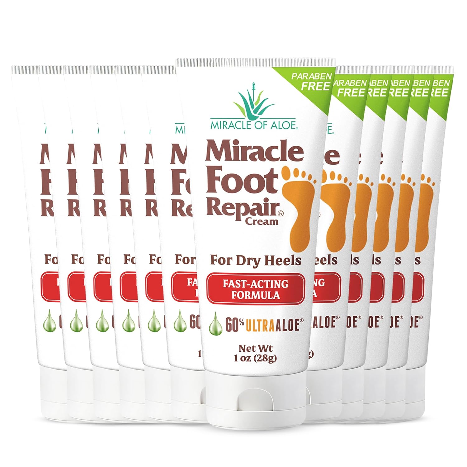 Miracle Foot Repair Cream (1 oz / 12 Pack) Repairs Dry Cracked Heels and Feet, 60% Pure Ultra Aloe Moisturizes, Softens, and Repairs-BrightBean Baby