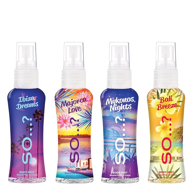 So...? Escapes Body Mist Gift Set - Perfumes for Women - Everyday Body Spray - Vegan, Cruelty-Free - Fragrance Gifts - 4 pcs (Pack of 2)-BrightBean Baby