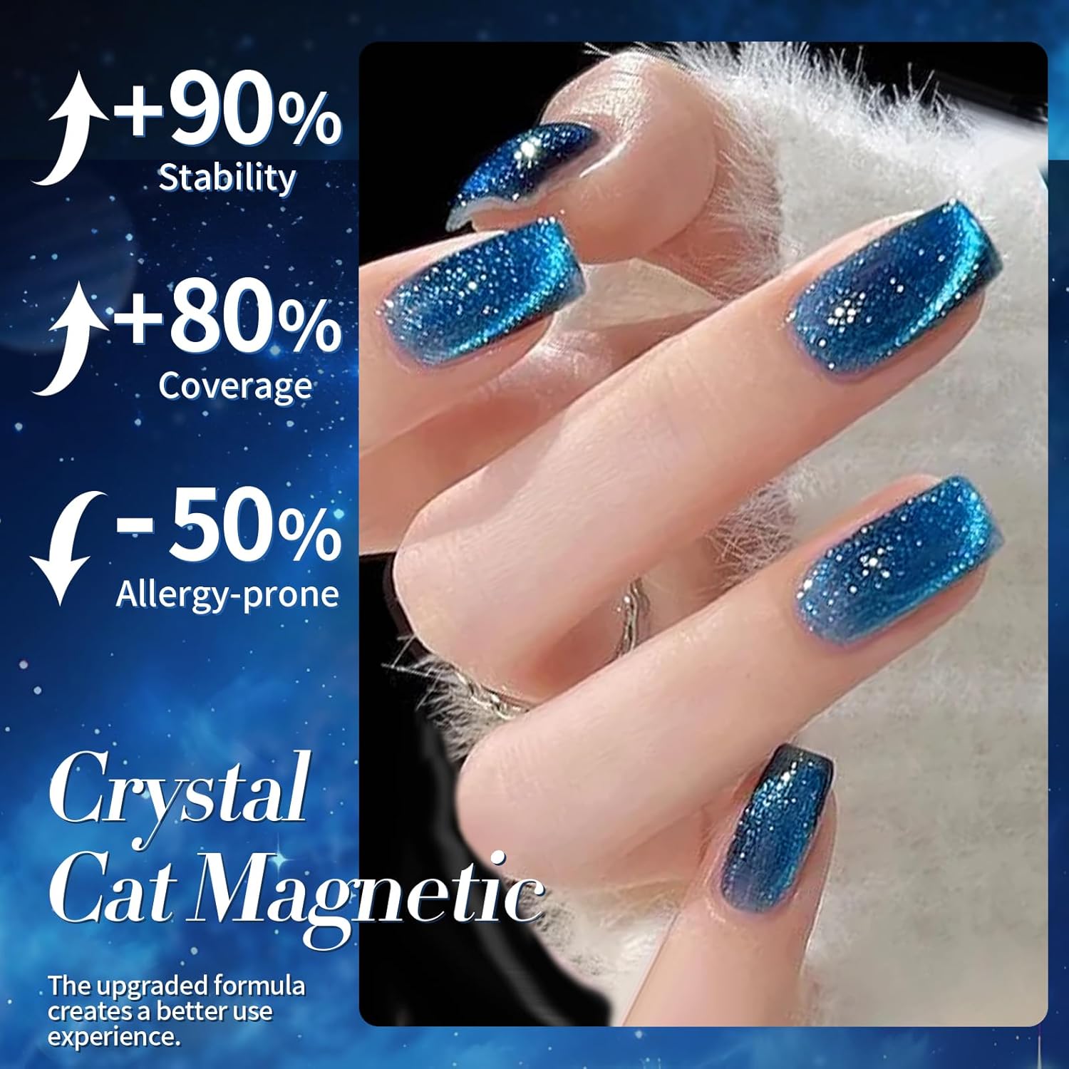 Born Pretty Cat Magnetic Eye Gel Nail Polish, Royal Blue Glitter Cat Magnetic Gel Nail Polish, Holographic Magnetic Nail Polish for Nail Art Manicure Salon DIY at Home 15ML-BrightBean Baby